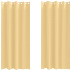 Rideaux occultants avec anneaux 2 pcs Beige 225 x 140 cm 535655535655