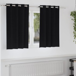 Rideaux occultants avec anneaux 2 pcs Noir 140 x 140 cm 535664535664