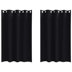 Rideaux occultants avec anneaux 2 pcs Noir 175 x 140 cm 535666535666
