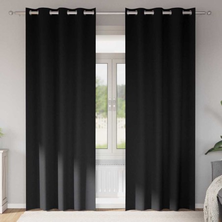 Rideaux occultants avec anneaux 2 pcs Noir 245 x 140 cm 535668535668