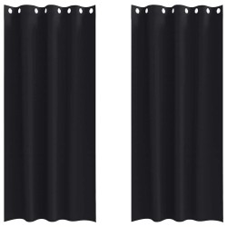 Rideaux occultants avec anneaux 2 pcs Noir 245 x 140 cm 535668535668
