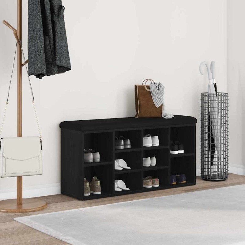 Banc à chaussures Chêne noir 102 x 32 x 50 cm Bois d'ingénierie 535676535676
