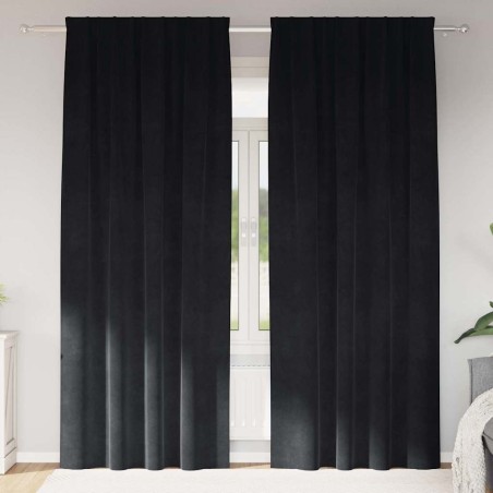 Rideaux occultants 2 pcs Noir 140 x 225 cm Velours 535677535677