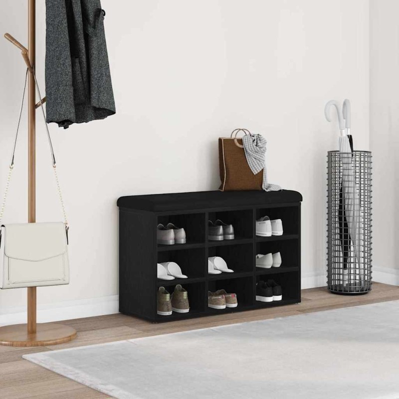 Banc à chaussures Noir 82 x 32 x 50 cm Bois d'ingénierie 535683535683