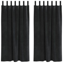 Rideaux occultants 2 pcs Noir 140 x 175 cm Velours 535696535696