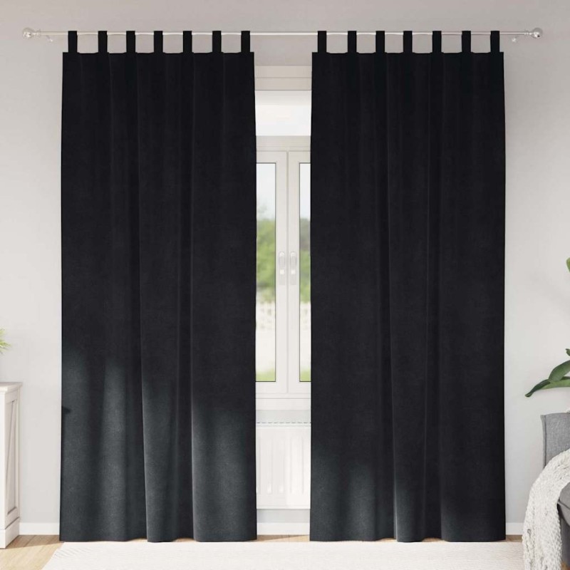 Rideaux occultants 2 pcs Noir 140 x 225 cm Velours 535697535697