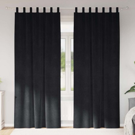 Rideaux occultants 2 pcs Noir 140 x 225 cm Velours 535697535697