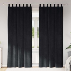 Rideaux occultants 2 pcs Noir 140 x 245 cm Velours 535698535698