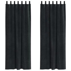 Rideaux occultants 2 pcs Noir 140 x 245 cm Velours 535698535698