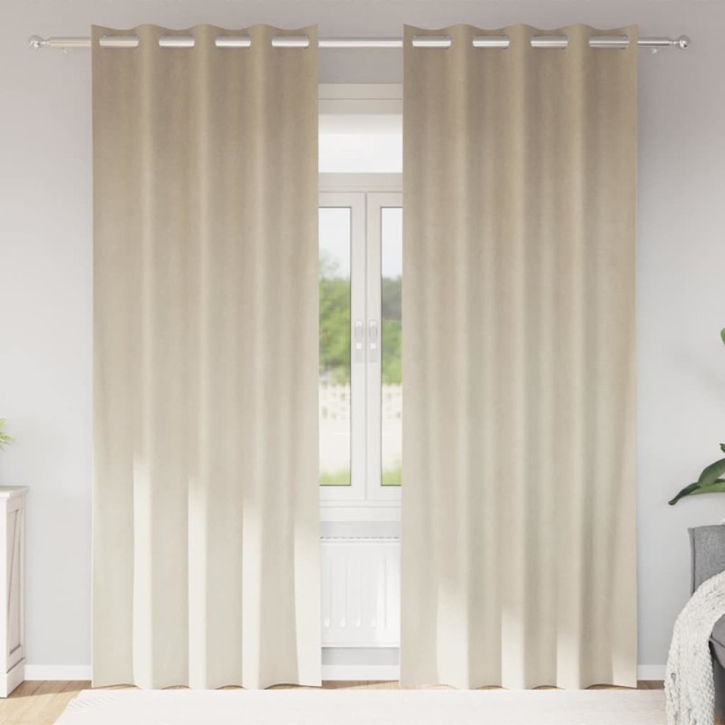 Rideaux occultants 2 pcs Crème 140 x 225 cm Velours 535702535702