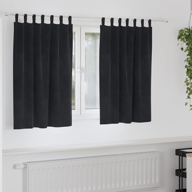 Rideaux occultants 2 pcs Noir 140 x 140 cm Velours 535706535706