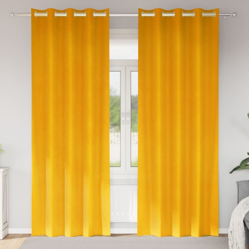 Rideaux occultants 2 pcs Jaune moutarde 140 x 225 cm Velours 535735535735