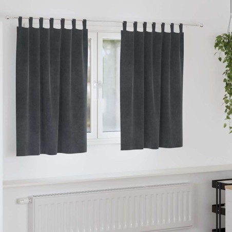 Rideaux occultants 2 pcs Gris clair 140 x 140 cm Velours 535737535737