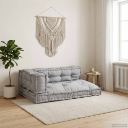 Coussin de canapé sur palette 3 pcs Gris 120 x 80 x 38 cm Tissu 535750535750