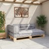Coussin de canapé sur palette 3 pcs Gris 120 x 80 x 38 cm Tissu 535750535750