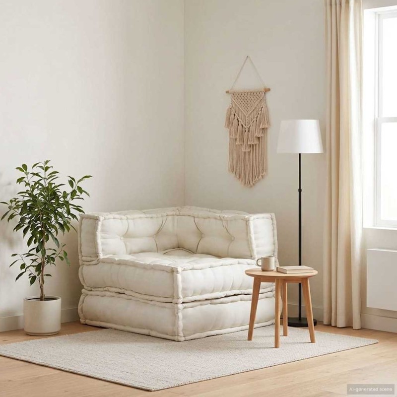 Canapé modulaire crème 70x70x54 tissu 535751535751