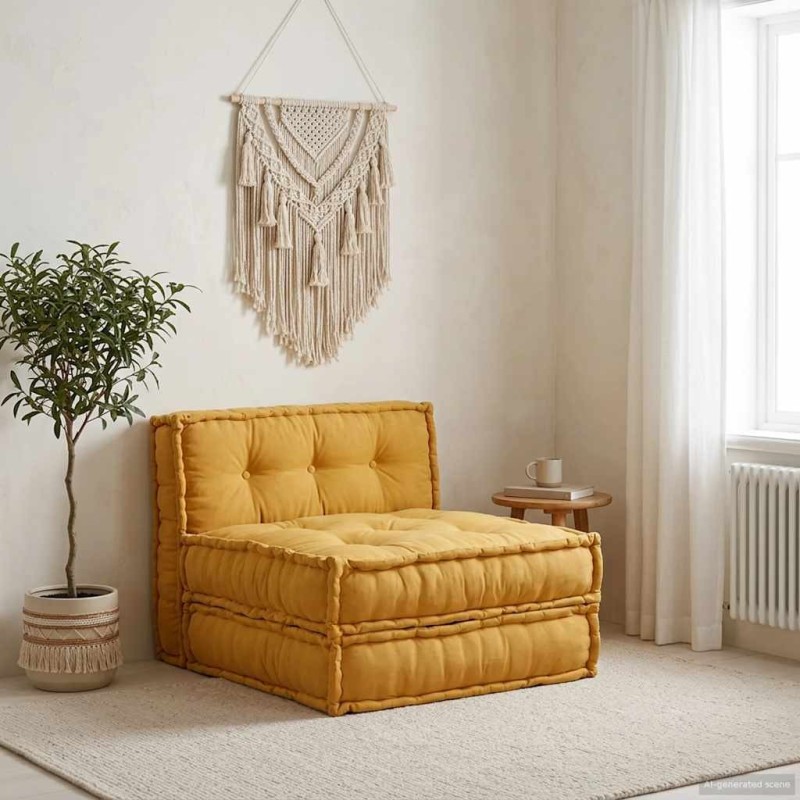 Canapé modulaire jaune 70x70x36 tissu 535752535752