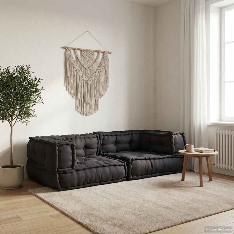 Canapé modulaire 2 places anthracite 140x70x36 tissu 535753535753