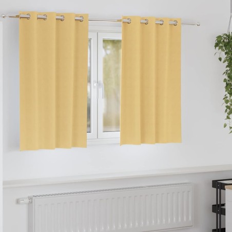 Rideaux occultants avec anneaux 2 pcs Beige 140 x 140 cm 535781535781