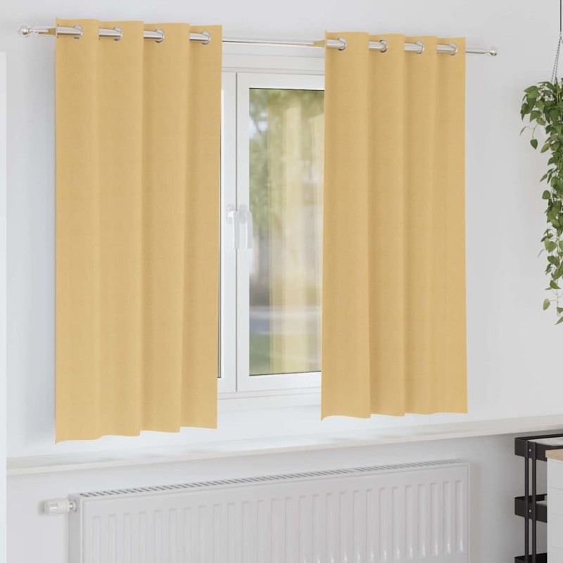 Rideaux occultants avec anneaux 2 pcs Beige 175 x 140 cm 535785535785
