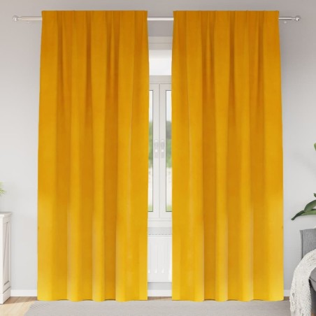 Rideaux occultants 2 pcs Jaune moutarde 140 x 260 cm Velours 535793535793