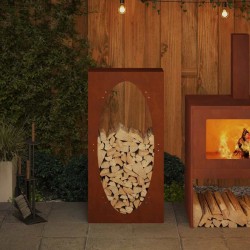 Étagère à bois 50x23x100 cm acier résistant aux intempéries 535805535805