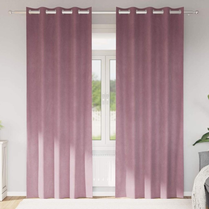 Rideaux occultants 2 pcs Rose foncé 140 x 225 cm Velours 535806535806