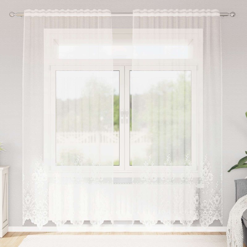 Rideau en Dentelle avec des rideaux Blanc 220x150cm Polyester 535815535815