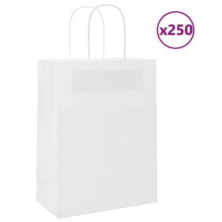 Sacs en papier 250 pcs avec poignées blanc 21x11x28 cm 535881535881