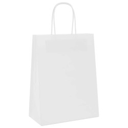 Sacs en papier 250 pcs avec poignées blanc 21x11x28 cm 535881535881