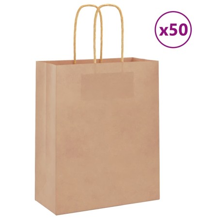 Sacs en papier 50 pcs avec poignées marron 18x8x22 cm 535910535910
