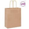 Sacs en papier 50 pcs avec poignées marron 18x8x22 cm 535910535910