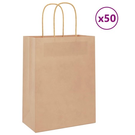 Sacs en papier 50 pcs avec poignées marron 21x11x28 cm 535913535913
