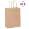 Sacs en papier 50 pcs avec poignées marron 21x11x28 cm 535913535913