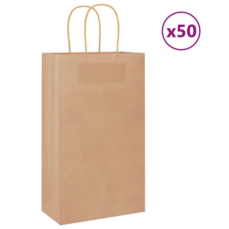 Sacs en papier 50 pcs avec poignées marron 21x11x36 cm 535915535915