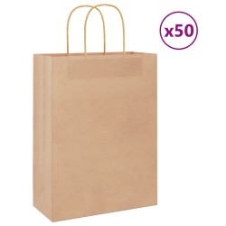 Sacs en papier 50 pcs avec poignées marron 26x12x35 cm 535916535916