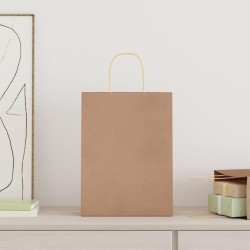 Sacs en papier 50 pcs avec poignées marron 26x12x35 cm 535916535916