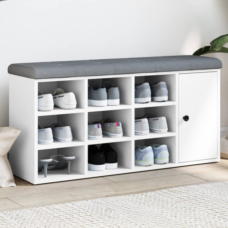 Banc à chaussures blanc 102x32x50 cm bois d'ingénierie 535921535921