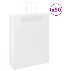 Sacs en papier 50 pcs avec poignées blanc 32x12x42 cm 535924535924