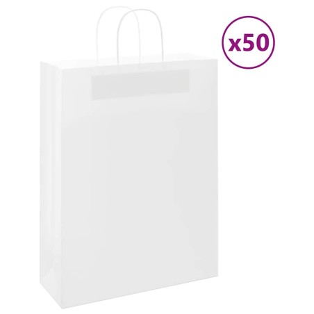 Sacs en papier 50 pcs avec poignées blanc 32x12x42 cm 535924535924