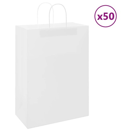 Sacs en papier 50 pcs avec poignées blanc 32x17x44 cm 535925535925