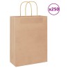 Sacs en papier 250 pcs avec poignées marron 26x12x35 cm 535926535926