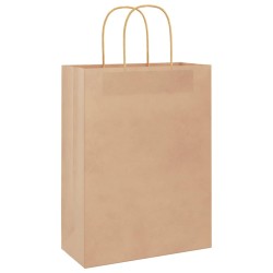 Sacs en papier 250 pcs avec poignées marron 26x12x35 cm 535926535926