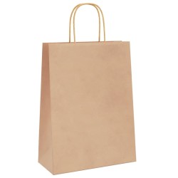 Sacs en papier 250 pcs avec poignées marron 26x12x35 cm 535926535926