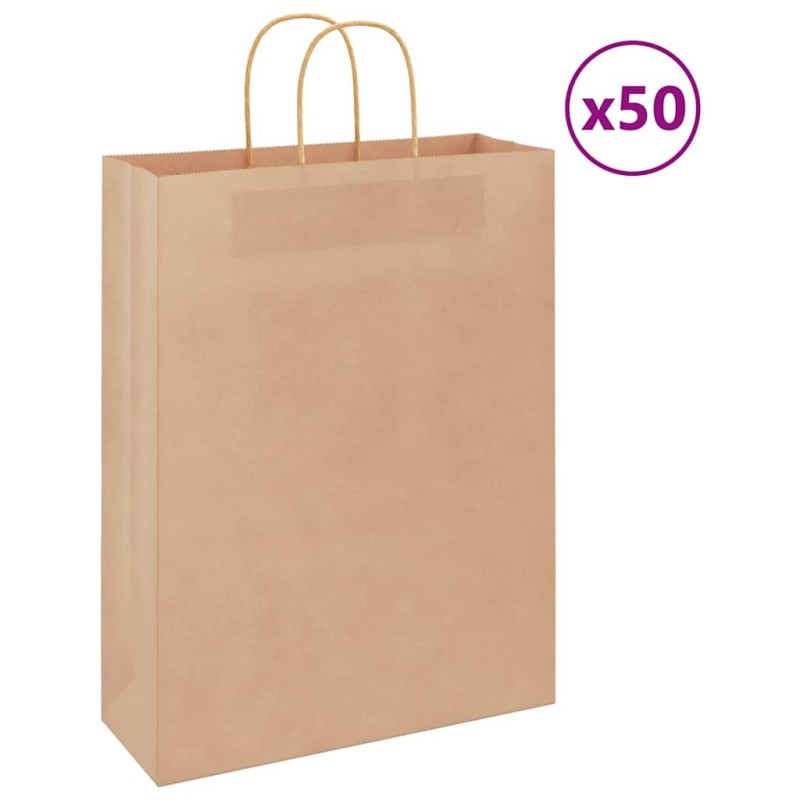 Sacs en papier 50 pcs avec poignées marron 32x12x42 cm 535927535927