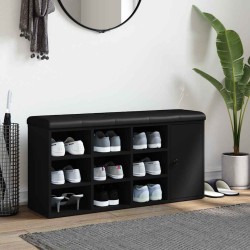 Banc à chaussures noir 102x32x50 cm bois d'ingénierie 535928535928