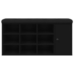 Banc à chaussures noir 102x32x50 cm bois d'ingénierie 535928535928