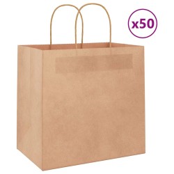 Sacs en papier 50 pcs avec poignées marron 26x17x25 cm 535929535929