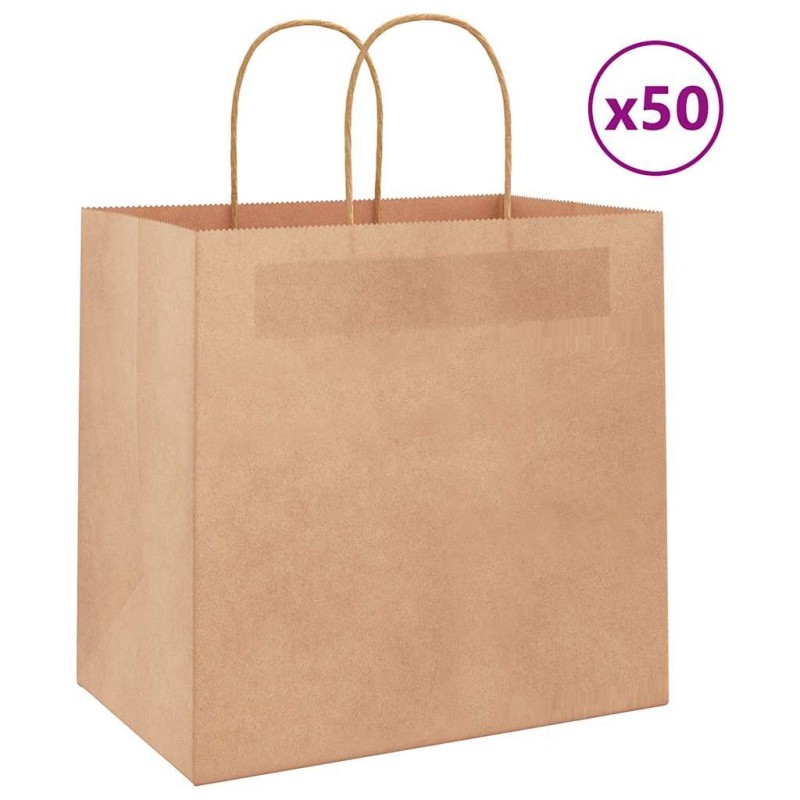 Sacs en papier 50 pcs avec poignées marron 26x17x25 cm 535929535929