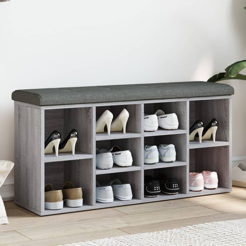 Banc à chaussures sonoma gris 102x32x50 cm bois d'ingénierie 535941535941